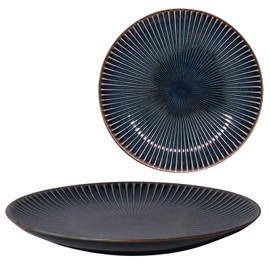 Mino Pottery Mino Ware Kiln Hen Sendan 235 Plate, Navy