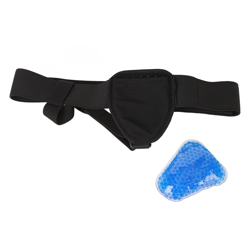 Inguinal Hernia Belt Adjustable Black PVC Gel Bag Soft Foam