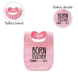 YSCULBUTOL Baby Twins Bibs Born Together Friends Forever Newborn Baby Cute Unisex Bibs Infant Twin Outfits(Pink Blue)