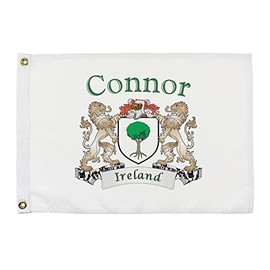 Connor Irish Coat of Arms Small White Flag - 12"x18" inches