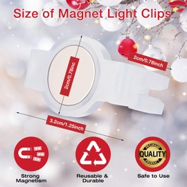 Macarrie 30 Pcs Magnetic Christmas Light Clips for C9 Socket Bulbs Bulk Weatherproof Heavy Duty Outdoor Christmas Light Clips for Metal Roofs Gates Fences Patios Holiday Lighting Decorations