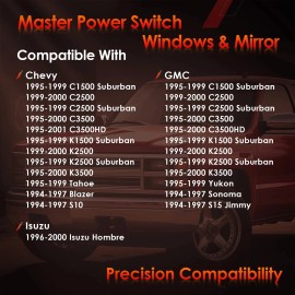 Piihkparts Master Power Window & Mirror Switch Control For 1994-01 Chevy GMC C/K 1500-3500