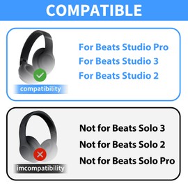 Adhiper Silicone Sweat Headband Cover for Beats Studio Pro & Studio 3 Headphones, Silicone Cover Headphone Cover Accessories for Beats Studio Pro, Studio 3 Headband, Washable & Sweatproof - Black