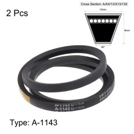 sourcing map 2pcs A-1143 V-Belts Drive Belt 1143mm Inner 13mm Width 8mm Thickness Girth Rubber for Power Transmission