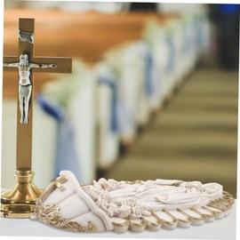 Yardenfun Holy Pool Pendant Ceramic Holy Water Font Religious Medal Holy Water Storage Font Church Wall Hanging Decor Holy Water Font for Church Living Room Holy Water Font Decor