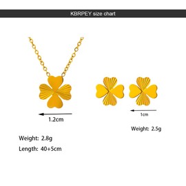 KBRPEY Four Leaf Lucky Clover Jewellery Set for Women Clover Necklace Earrings Set Stainless Steel Stud Earrings Pendant Lucky Charm Necklace for Mum Grandma Women Girlfriend, 100% stainless steel