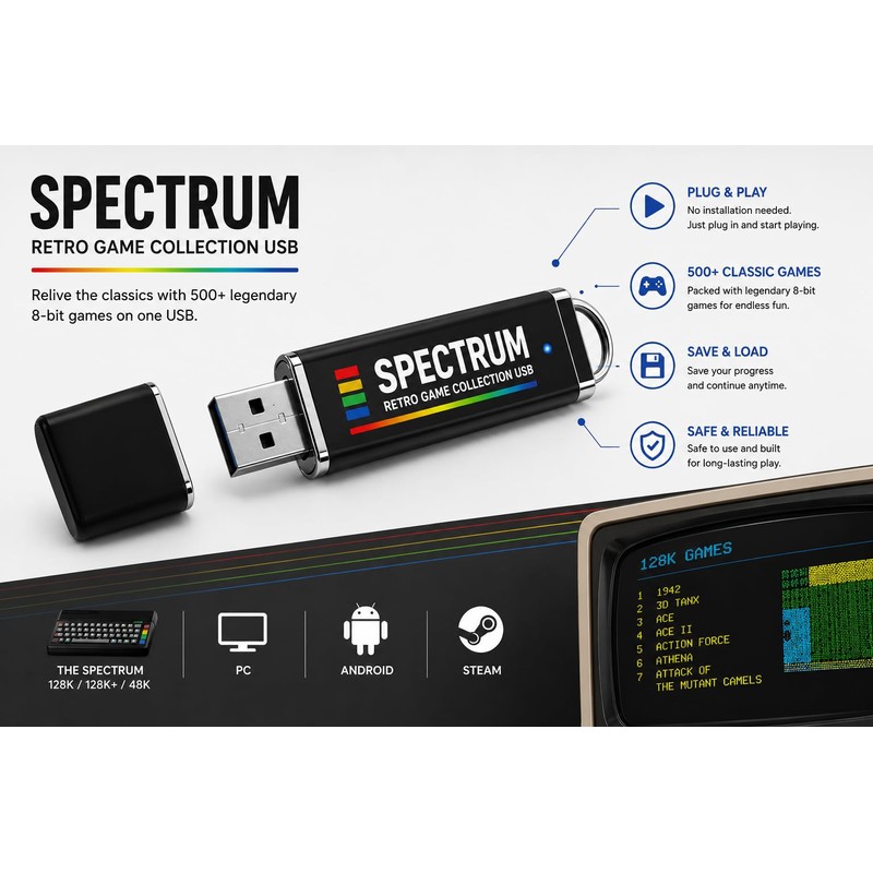 Spectrum Retro Game Collection USB – Classic 8-Bit Home Computer