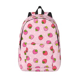 GVGOAGL Stylish Backpack For Girls Boys Women Lightweight Canvas Bookbag Casual Daypack For Travel Work Hiking, Cute Girly Pink Strawberry, Small, Daypack Backpacks