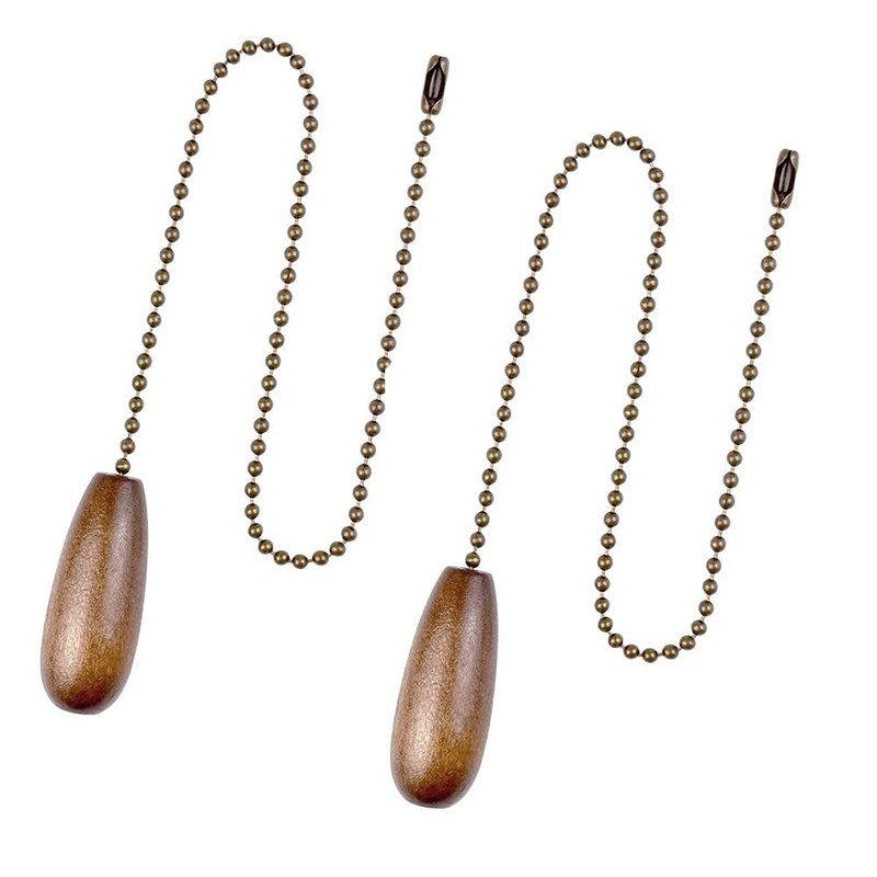 Dotlite Ceiling Fan Pull Chain Extender, 2pcs Wooden Decorative Pendant