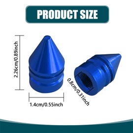 QZTYTY 4PCS Car Tire Valve Caps, Air Valve Covers, Spike Aluminium Alloy Auto Air Pressure Stem Caps, Universal Waterproof Air Caps Car Accessories for SUVs Trucks Motorcycles (Blue)