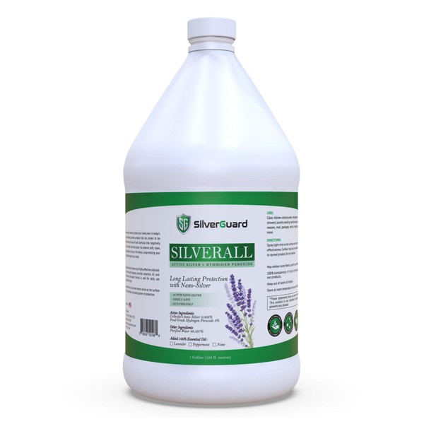 SilverGuard SilverAll Enhanced Hydrogen Peroxide Cleaner + Active Silver | All Purpose Cleaner with Long-Lasting Protective Silver Shield | Food Grade Hydrogen Peroxide 3 Percent | Lavender 1 Gallon