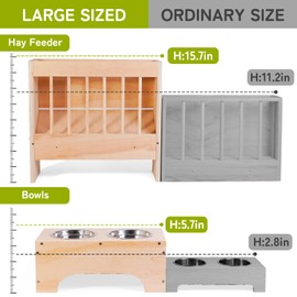 3 in 1 Extra Large Rabbit Hay Feeder with Litter Box, Wooden Bunny Toilet, for Large and Medium-Sized Dwarf Rabbit, Guinea Pig, Chinchillas, Hamster, Ferret, Other Animals
