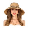 soul young Womens Beach Straw Sun Hats Ponytail Hole Wide