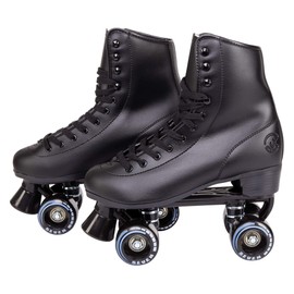 C SEVEN C7skates Quad Roller Skates | Retro Design (Black, Women's 9 / Men's 8)