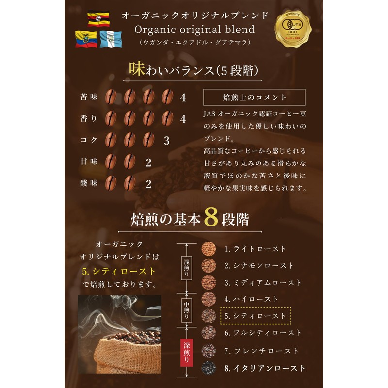 Coffee Beans Hakata Roast Coffee, Organic Original Blend, City Roast,