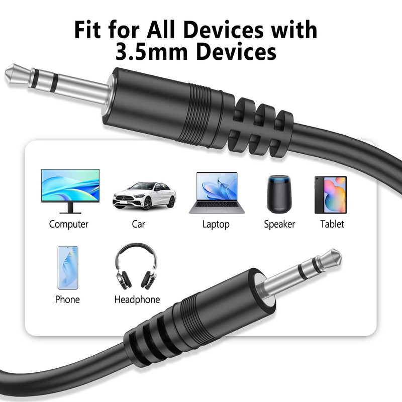 Amzpas 3.5 mm Aux Cable, Stereo Audio Jack to Jack