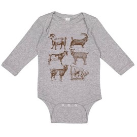 TATY Kids Goat Illustration Chart Long Sleeve Baby Infant One Piece Bodysuit 12 Months Heather Grey