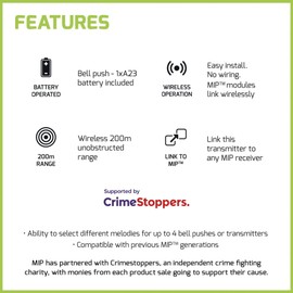 LLOYTRON® MIP System 3 Doorbell Accessory - Wireless Magnetic Sensor Transmitter - Replacement or Extra Magnetic Sensor for MIP System Chime Receiver - Ideal for Windows / Doors - B7836WH - White