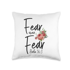 Christian Bible Verse Quote Rose Flower Psalm 56:3 Throw Pillow