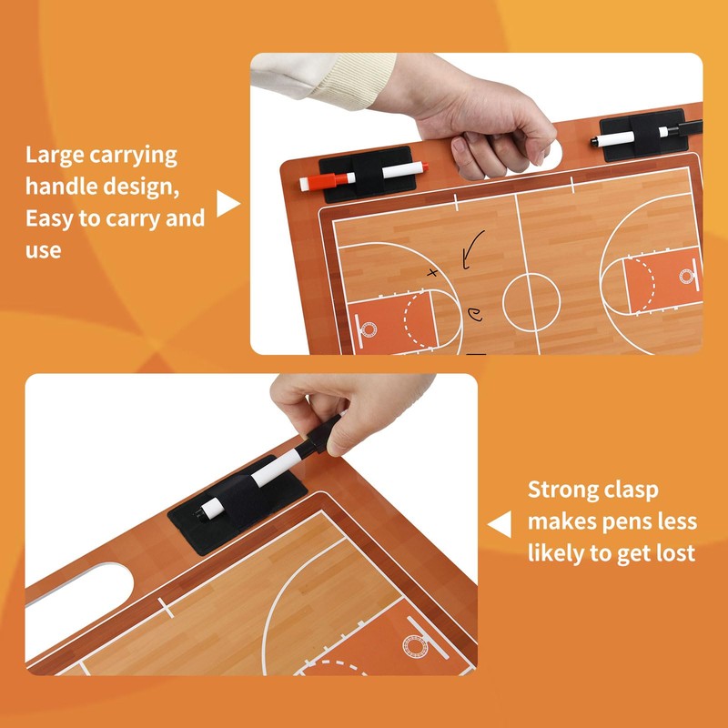 YECCULLO Portable Basketball Tactics Board Coaches Reusable Tactical Whiteboard with