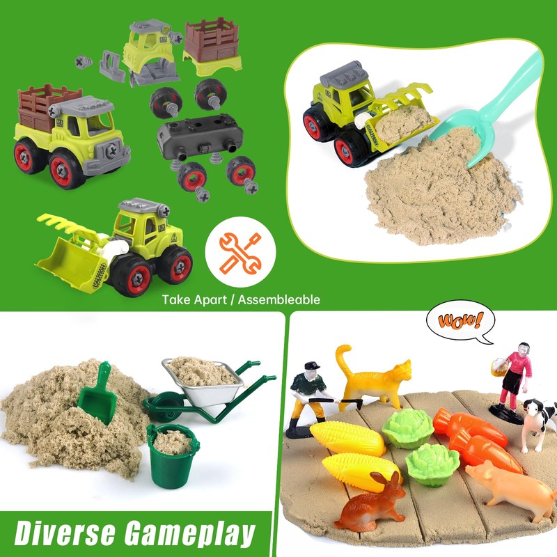 Farm Sensory Bin, Farm Toys & 2.2lbs Play Sand, Farm