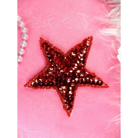 Glory's House JB74 Star Applique 3 Inch Red Sequin Beaded Independence Patriotic