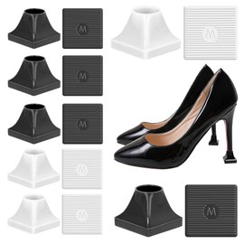 SooGree Protectores de tacón alto y gorras de talón para tacones altos (6 pares de forma cuadrada en blanco y negro talla M) para zapatos de tacón alto para mujer, antideslizante y protege de ladrillos y grietas