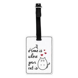 Gift Base Home Is Where Your Cat Is Optical Luggage Tag with Black Strap