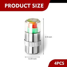 MLY 4 PCS Car Tire Pressure Monitor Valve Stem Caps, 2.4Bar 36PSI Car Tire Pressure Monitor Sensor Indicator, 3 Color Eye Alert Tire Valve Caps with pressure gauge, Fit for Most Cars