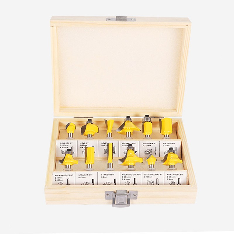 12pcs Milling Cutter Router Bit Set Wood Cutter Carbide 1/4inch