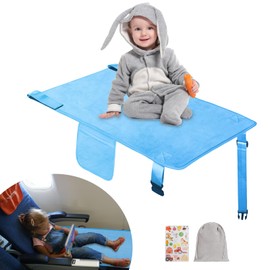 Toddler Airplane Bed, Travel Essentials for Kids, Upgraded Airplane Seat Extender, Airplane Must Haves for Kids, Light Blue
