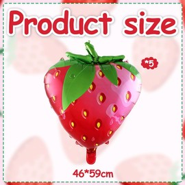 OVYALCJ 5pcs Strawberry Balloons, Fruit Balloons, Strawberry Aluminium Balloons, Decorative Fruit Balloons Party Balloons Birthday Decoration Balloons Photo Props for Cute Girls