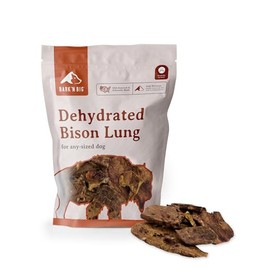 BARK'N BIG Bison Dog Treats - Single Ingredient Lung Dog Treats - Made & Sourced in USA - Dehydrated Bison, High Protein, Low Fat, Easily Digestible for Dogs with Sensitive Stomachs - 5 oz