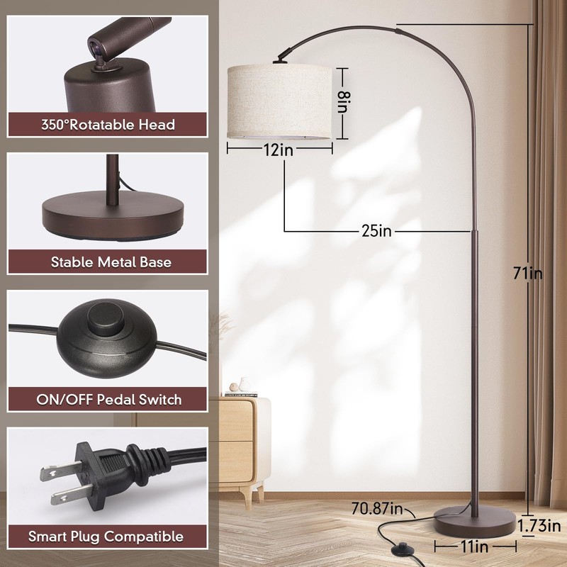 Seaside village Floor Lamp for Living Room, Arc Lamp with