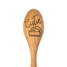 Cutie Pie Wooden Baking Spoon, Laser Engraved Kitchen Utensil, Baking with Kids Gift, Cute Gift Basket Item, Kids In The Kitchen Baking Gift for Grandchild Birthday Gift Under $20