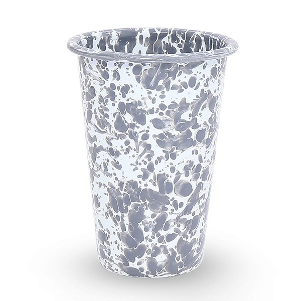 Crow Canyon Home Enamelware Tumbler, 14 ounce, Grey/White Splatter (Set