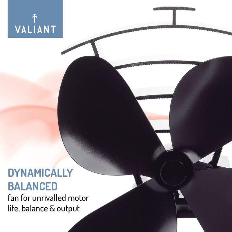 Valiant (FIR361) Premium IV 4-Blade Heat Powered Log Burner &