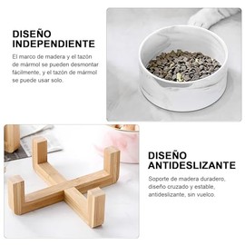 Plato para Perro y Gato de Cerámica Marmolizada con Base de Estabilizadora (Gris 1)