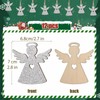 12 pcs Christmas Wooden Baubles Glitter Silver Angel Christmas Wooden