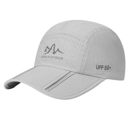 Karsaer G0204 Men's Mesh Cap, Foldable, UV Protection, Lightweight, Sweat Absorbent, Quick Drying, Antibacterial, Odor Resistant, Sports, Golf, Fishing, Running, Summer, Adjustable, Unisex, gray