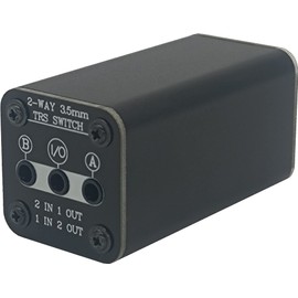 SPRODIO 2 Port Stereo 3.5mm Audio switcher selector Box Passive 1/8 TRS A/B Switch with Ground Switching MD21
