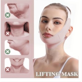Syalong Face Slimming Mask, Breathable Mesh Design，V Line Face Lifting Strap and V Line Face Shaping Belt - Chin and Cheek Lifting Bandage for V Face Lift - Sleeping Mask Strap for Women - Beige