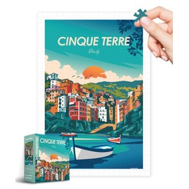 PieceRelax Plastic Jigsaw Puzzles for Adults 600 Pieces - Studio Inception - World Travel - Cinque Terre Most Satisfying Table Games and Gifts No Puzzle Mat Required [H3572]