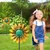 MeyRolizn Sunflower Standing Wind Sculpture, Outdoor Wind Spinner with Stake,