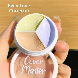 3 Color Cream Concealer Palette for Uneven Skin Tone with Precision Concealer Brush – Full Coverage Colour Corrector for Redness, Dullness & Sallowness