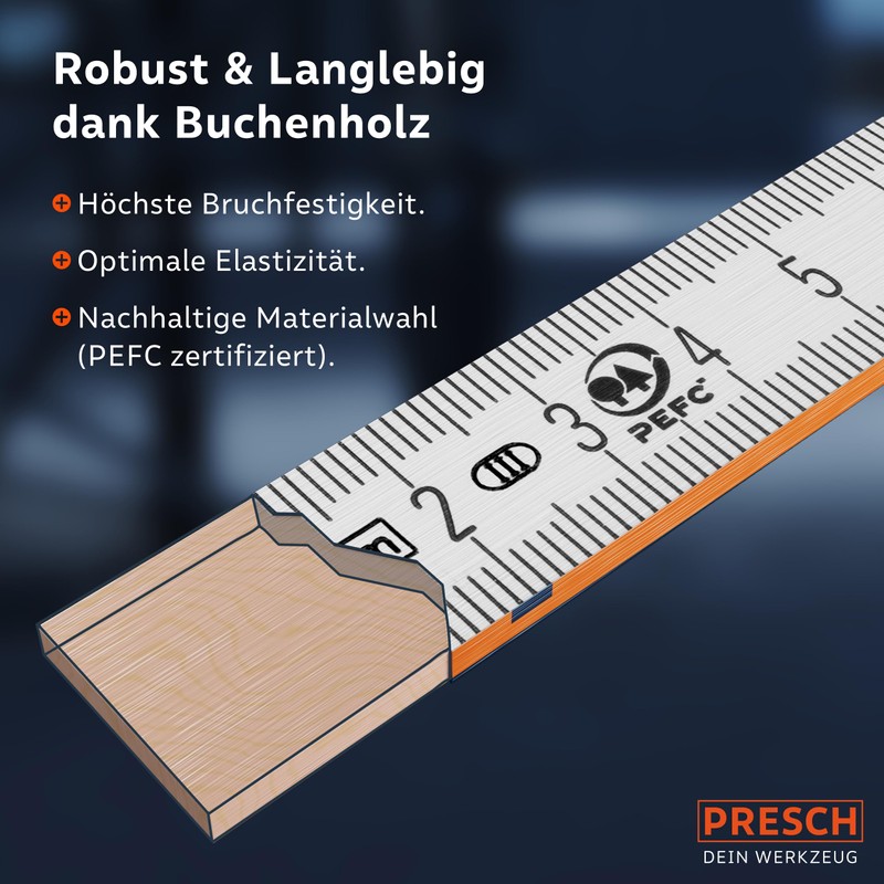 Presch Folding Ruler 3 m with Angle Function – Wood