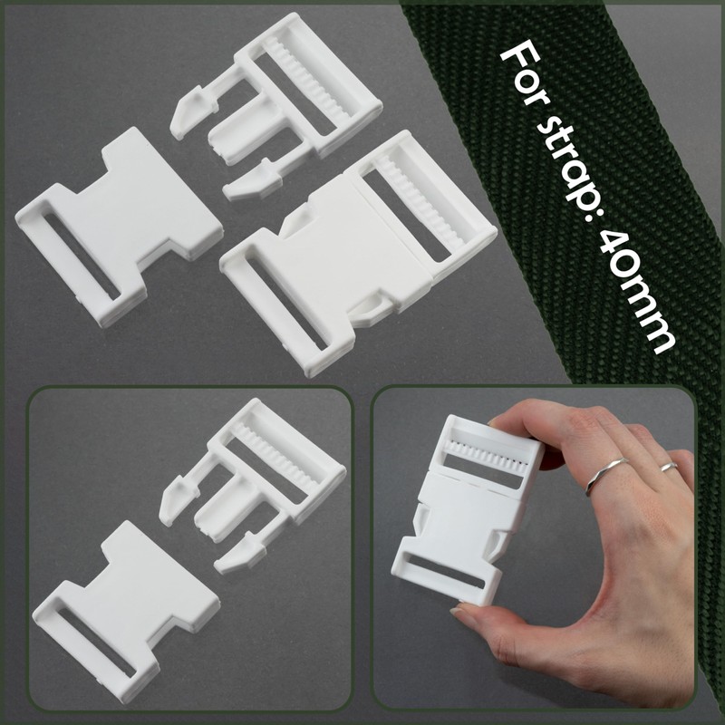 AERZETIX - 6er-Pack Schnallen, Schnellverschluss-Clips für Rucksäcke - 40 mm