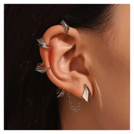 Allereya Vintage Devil Claw Ear Cuff Earrings Dragon Claw Ear Climber Earrings Gothic Claw Cartilage Ear Wrap Earrings Jewellery for Women and Girls (Silver)