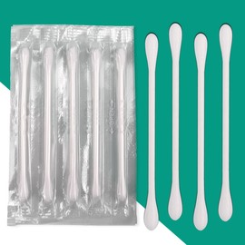 Pack of 200 Individually Wrapped Cotton Buds Individually Wrapped Double Tip Cotton Swabs Paper Sticks Cotton Buds (White, Round/Round End)