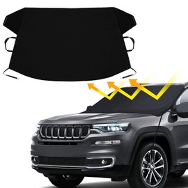Car Windshield Cover Large Enhanced 600D Oxford Fabric Windshield Frost Cover for Ice and Snow Frost Waterproof Wiper Front Window Protects UV Sunshade Cover for Most Cars SUV Vans (75" x 42")